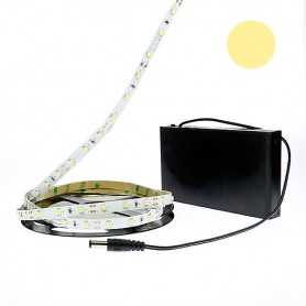 Kit bande LED blanc chaud 60LED/m IP20 2m50 avec boitier piles