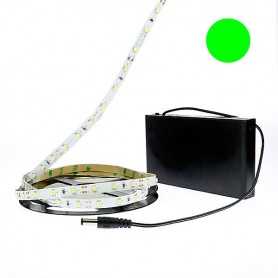 Kit bande LED verte 60LED/m IP20 2m50 avec boitier piles