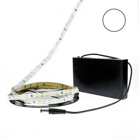 Kit bande LED blanche 60LED/m IP20 5m avec boitier piles