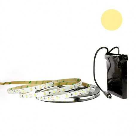 Kit bande LED blanc chaud 60LED/m IP20 5m avec batterie 1800mAh