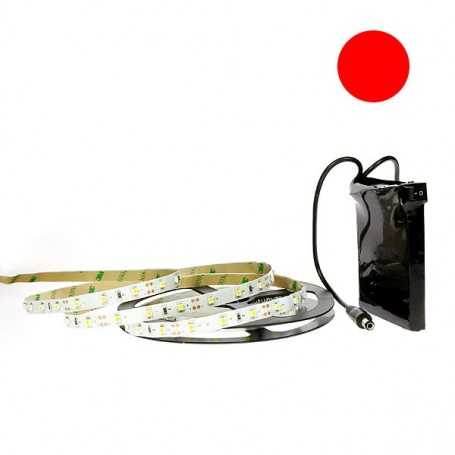 Kit ruban LED rouge 60LED/m IP20 5m avec batterie 1800mAh