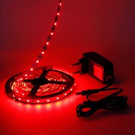 Kit ruban LED rouge 60LED/m IP20 2m50 avec alimentation 220V