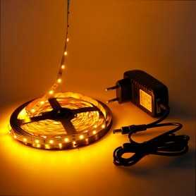 Kit ruban LED orange 60LED/m IP20 5m avec alimentation 220V