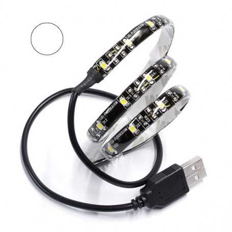 Bande LED USB tuning PC 5V blanche 60LED/m étanche 50cm