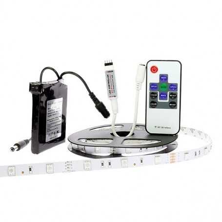 Kit ruban LED RGB 30LED/m IP20 2m50 mini contrôleur RF avec batterie 1800mAh