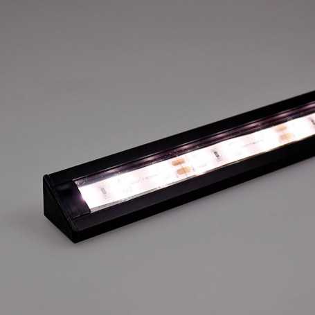 KIT profilé LED CORNER L en aluminium NOIR de 1m avec diffuseur transparent