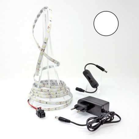 Ruban led blanc de 2,5 mètres avec interrupteur et alimentation secteur