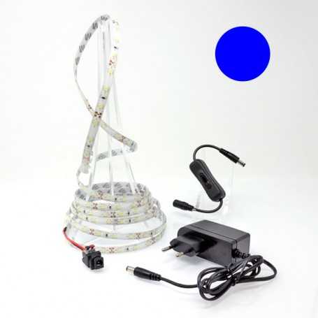 Ruban led bleu de 2,5 mètres avec interrupteur et alimentation secteur