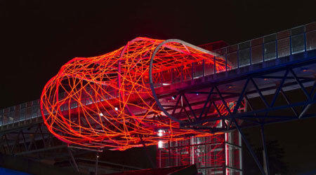 N&eacute;on led flexible rouge pont Lausanne