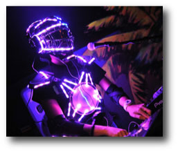 Robot led DJ équipé d'un rouleau led RGB alimenté par batterie