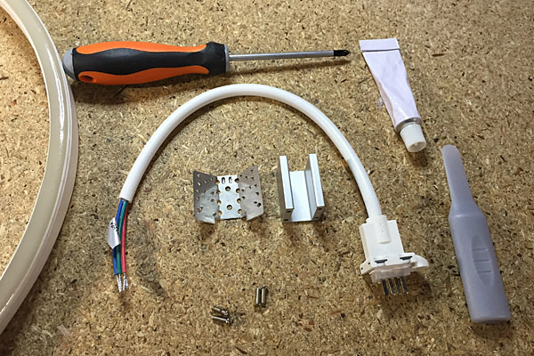 Matériel nécessaire au branchement d'un connecteur sur un néon led RGB IP68