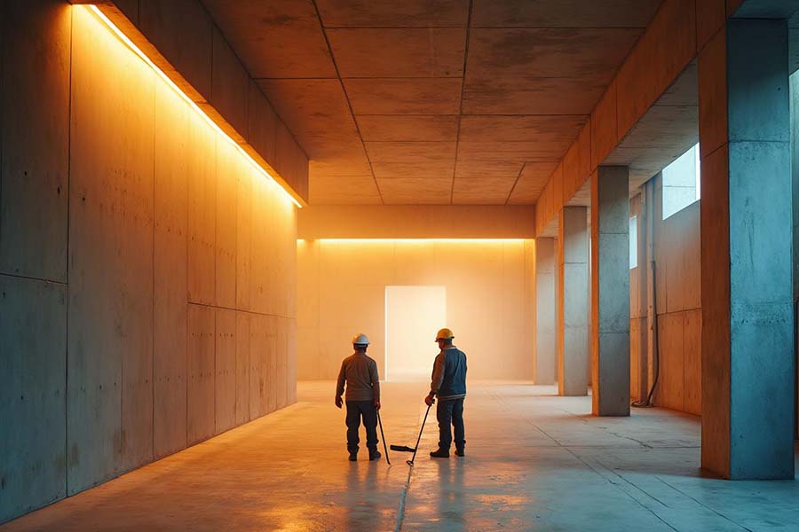 Ruban LED 220V dans la corniche d'un chantier