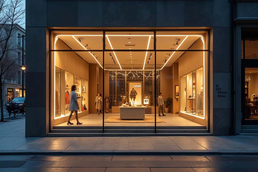Ruban LED vitrine de commerce