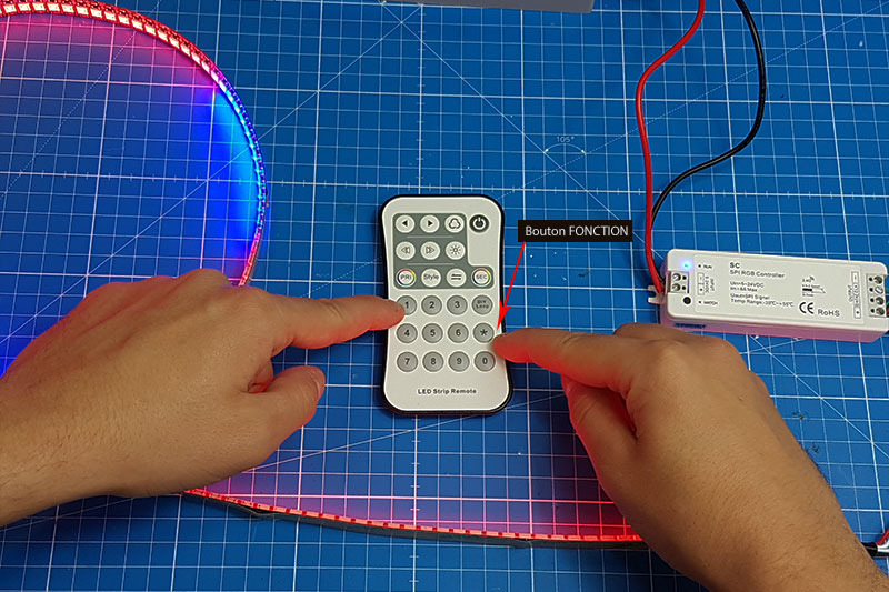 Réglage de l'ordre des couleurs du ruban LED chenillard