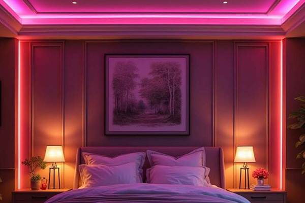 Ruban LED dans le plafond d'une chambre