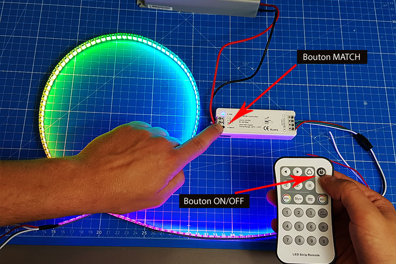 Synchronisation de la télécommande radiofréquence au contrôleur LED Digital