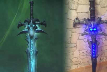 L'épée Frostmourne du jeu vidéo WoW reproduite avec des Ruban led