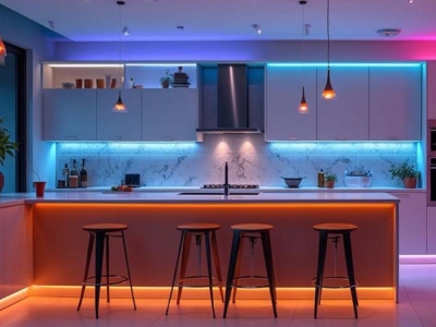 Installer un ruban LED dans sa cuisine : éclairage plan de travail et meubles
